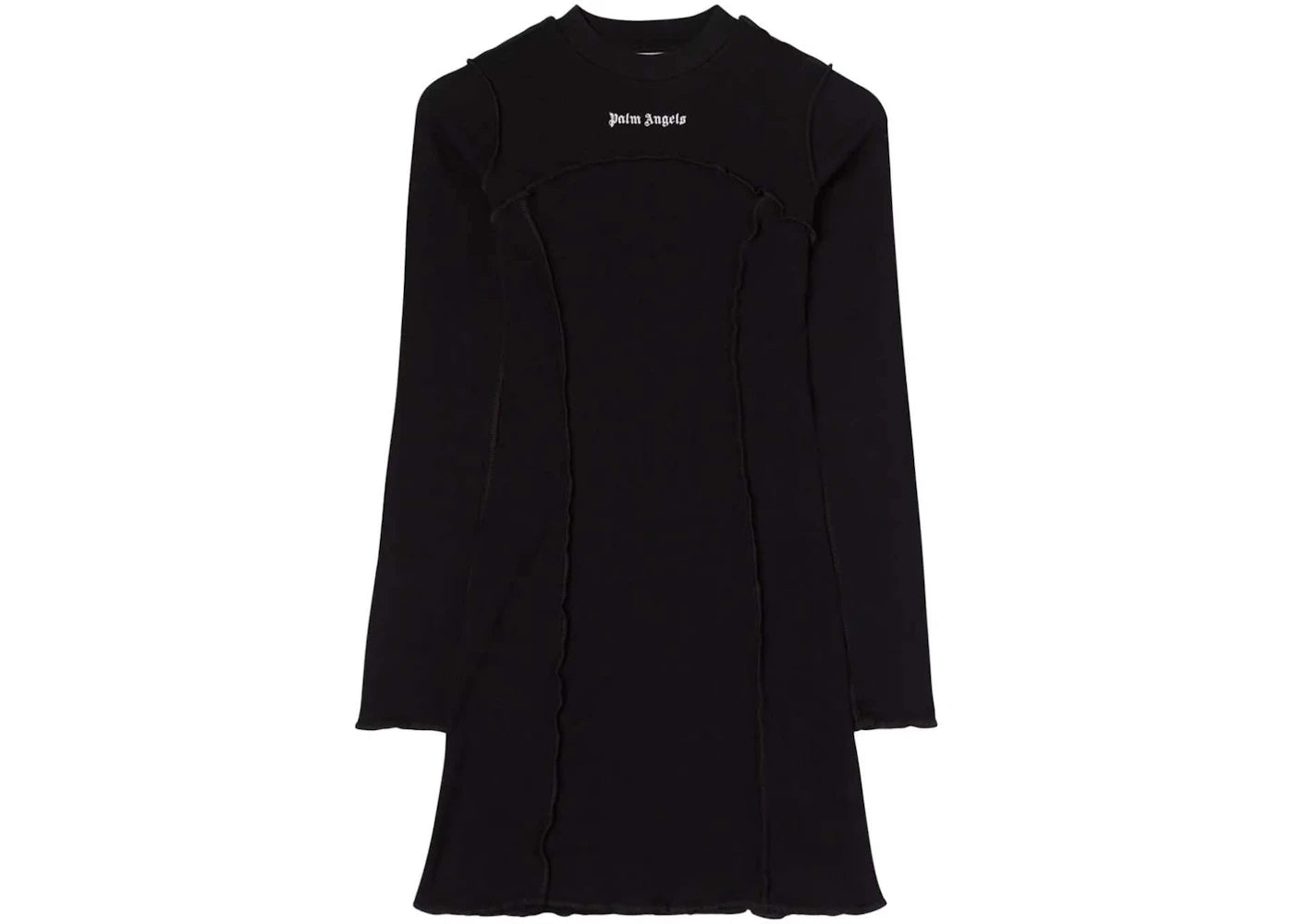 Palm Angels Logo Long Sleeve Rib Dress Black