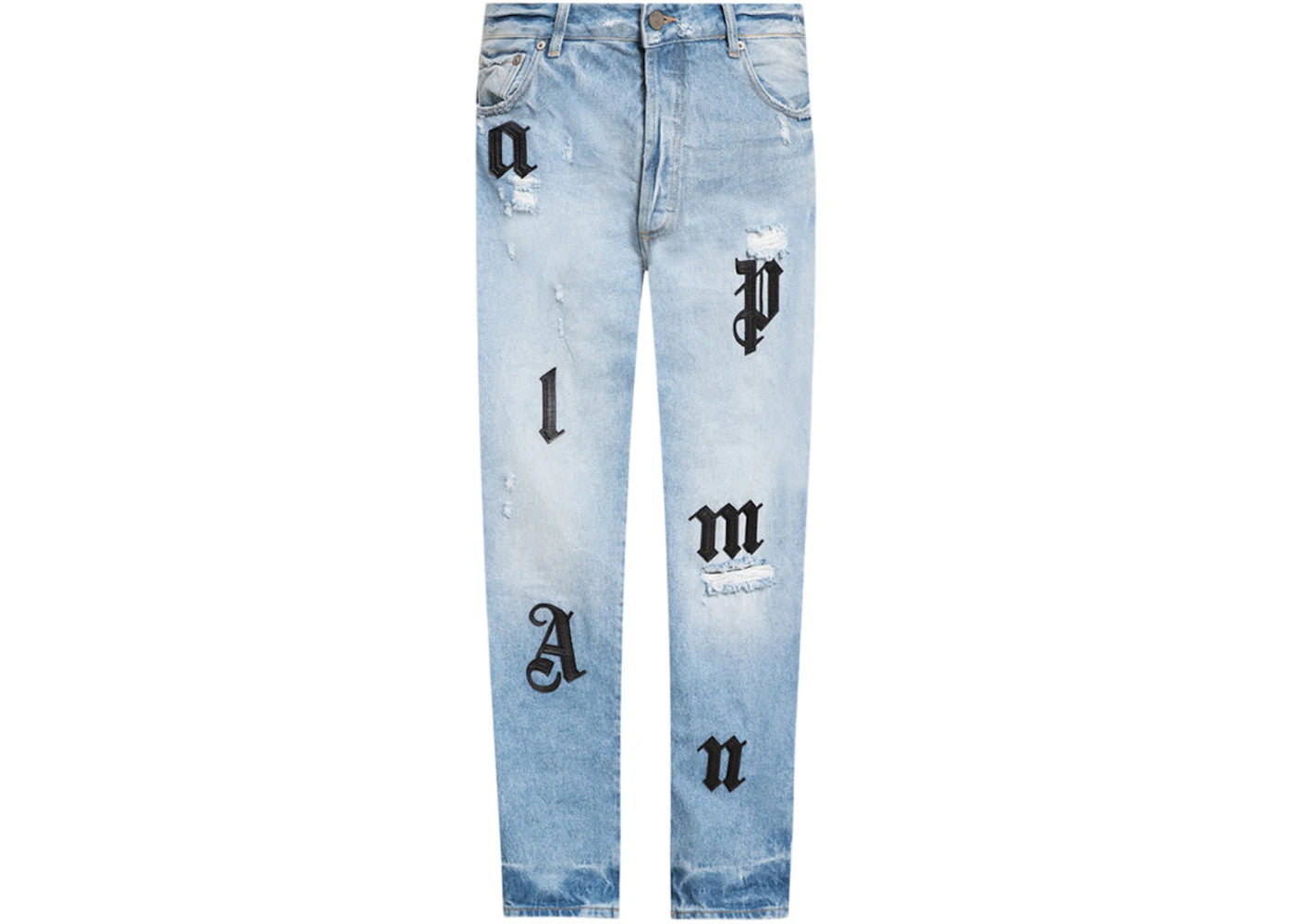 Palm Angels Logo Patches Jeans Blue