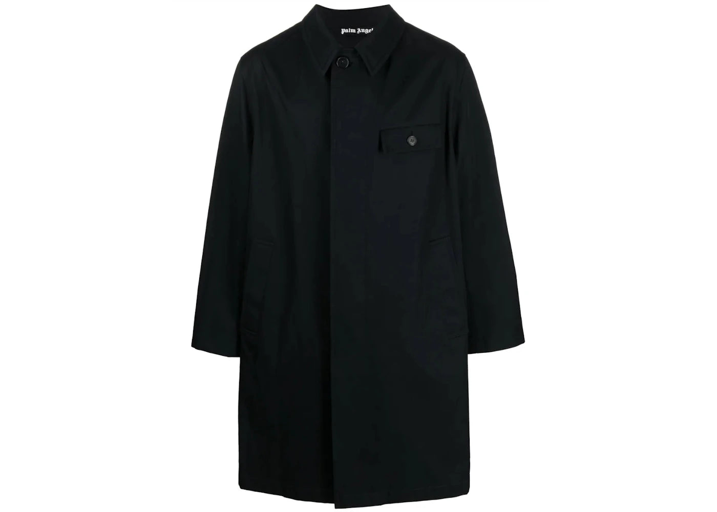 Palm Angels Logo-Print Cotton Coat Black