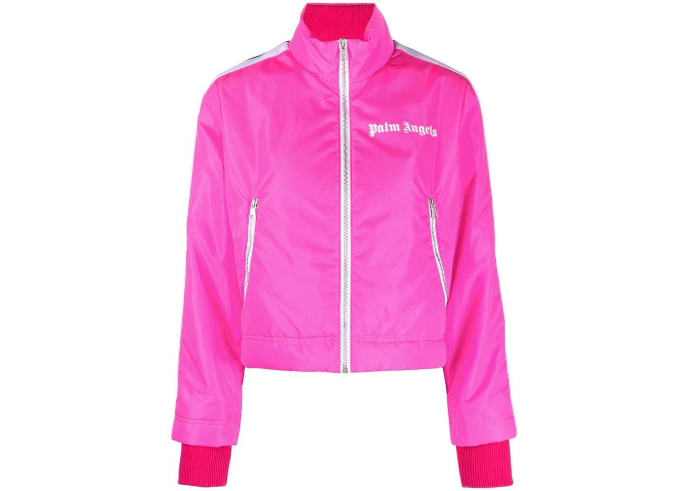 Palm Angels Logo Print Puffer Jacket Hot Pink