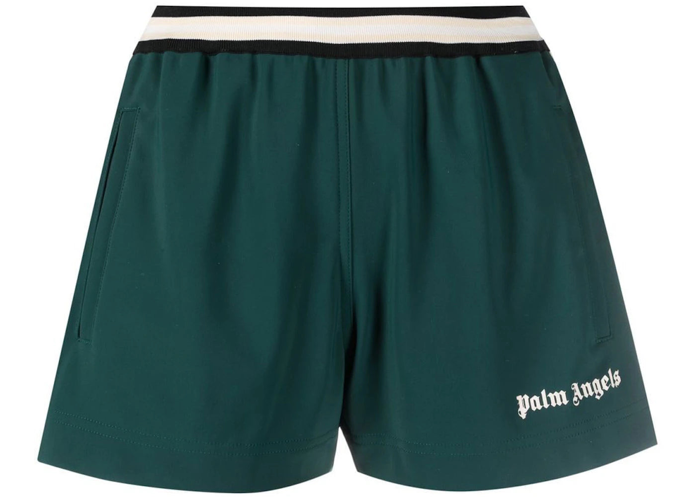 Palm Angels Logo Print Track Shorts Dark Green