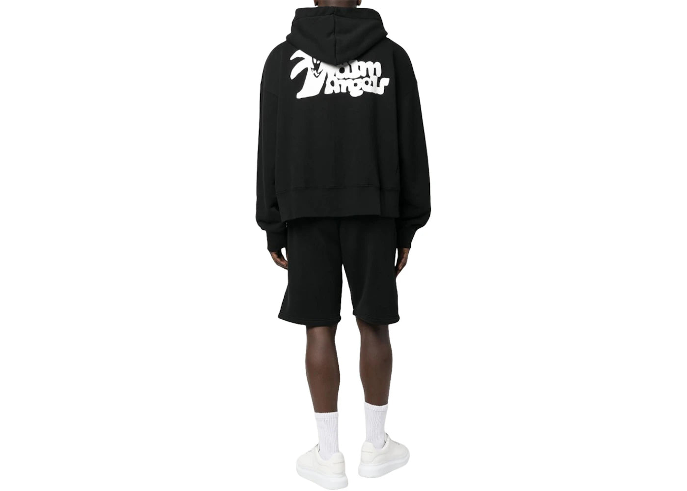 Palm Angels Logo-Print Zip-Up Hoodie Black
