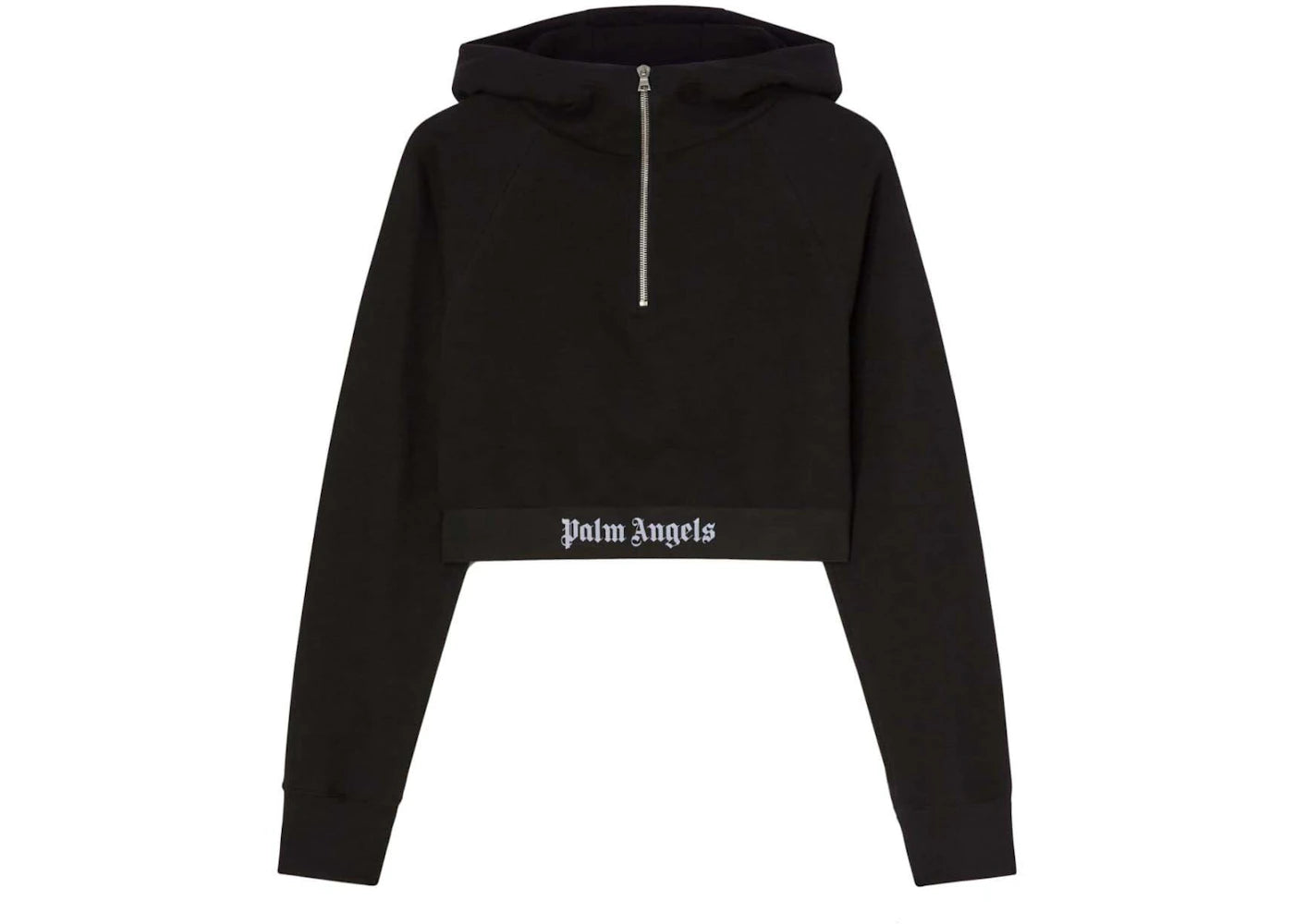 Palm Angels Logo Tape Zipped Hoodie Black/White