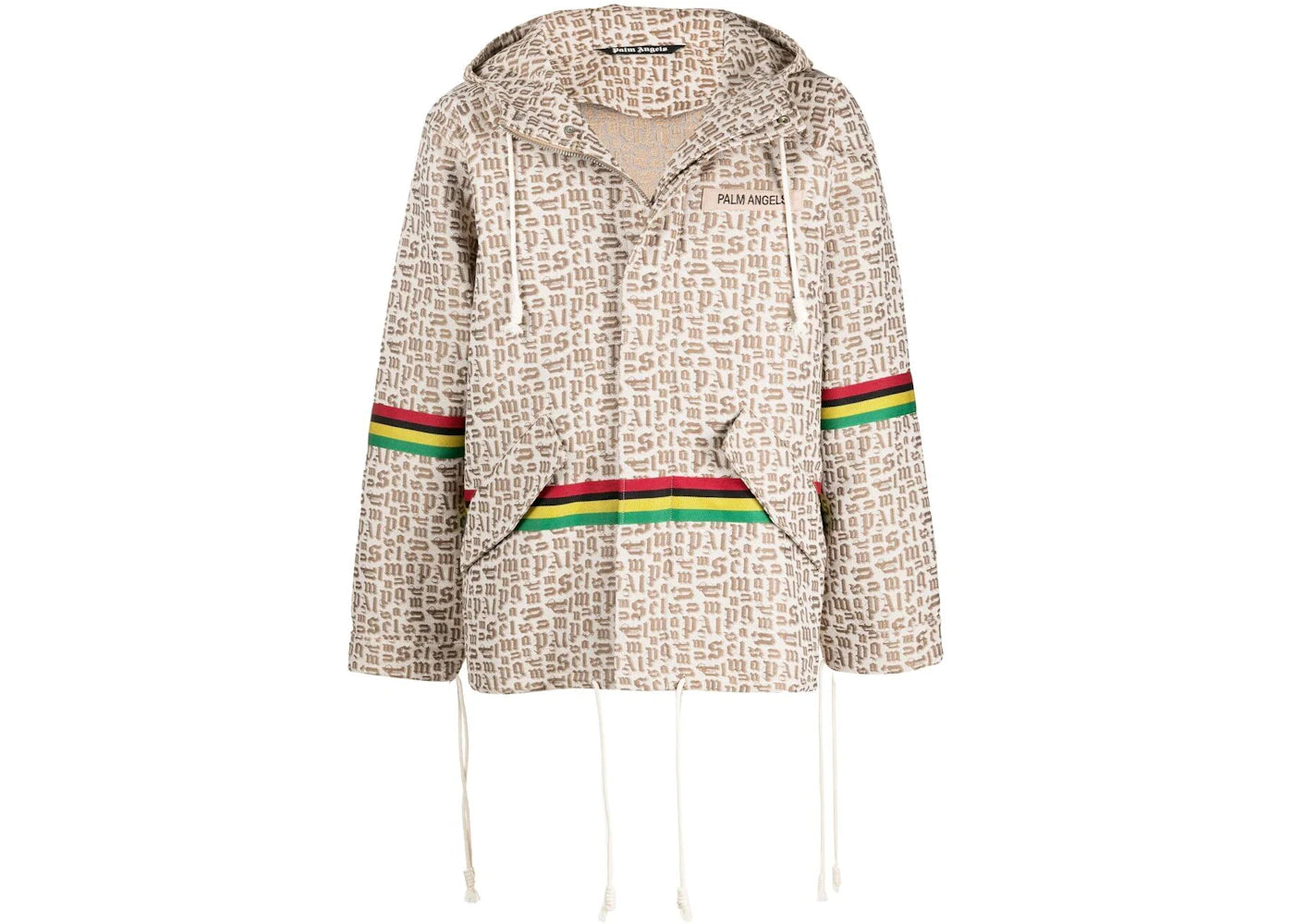 Palm Angels Monogram Jacquard Hooded Jacket Brown