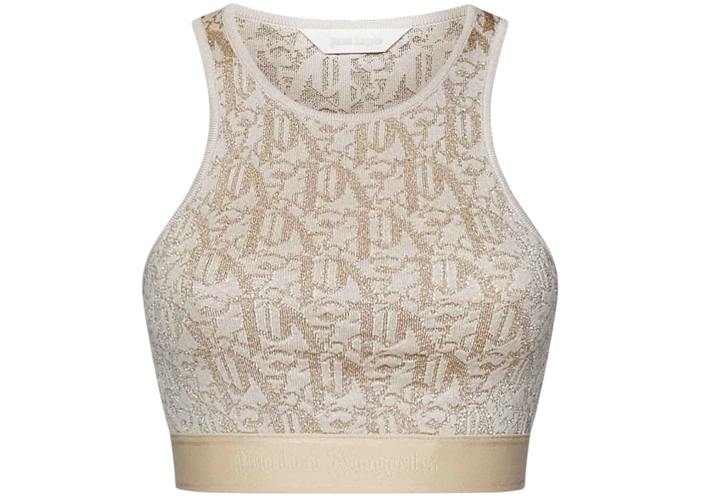 Palm Angels Monogram Jacquard Knit Bra Beige