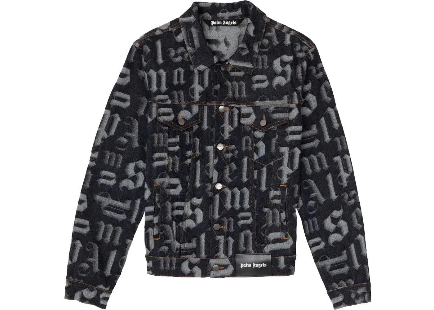 Palm Angels Monogram Print Denim Jacket Black