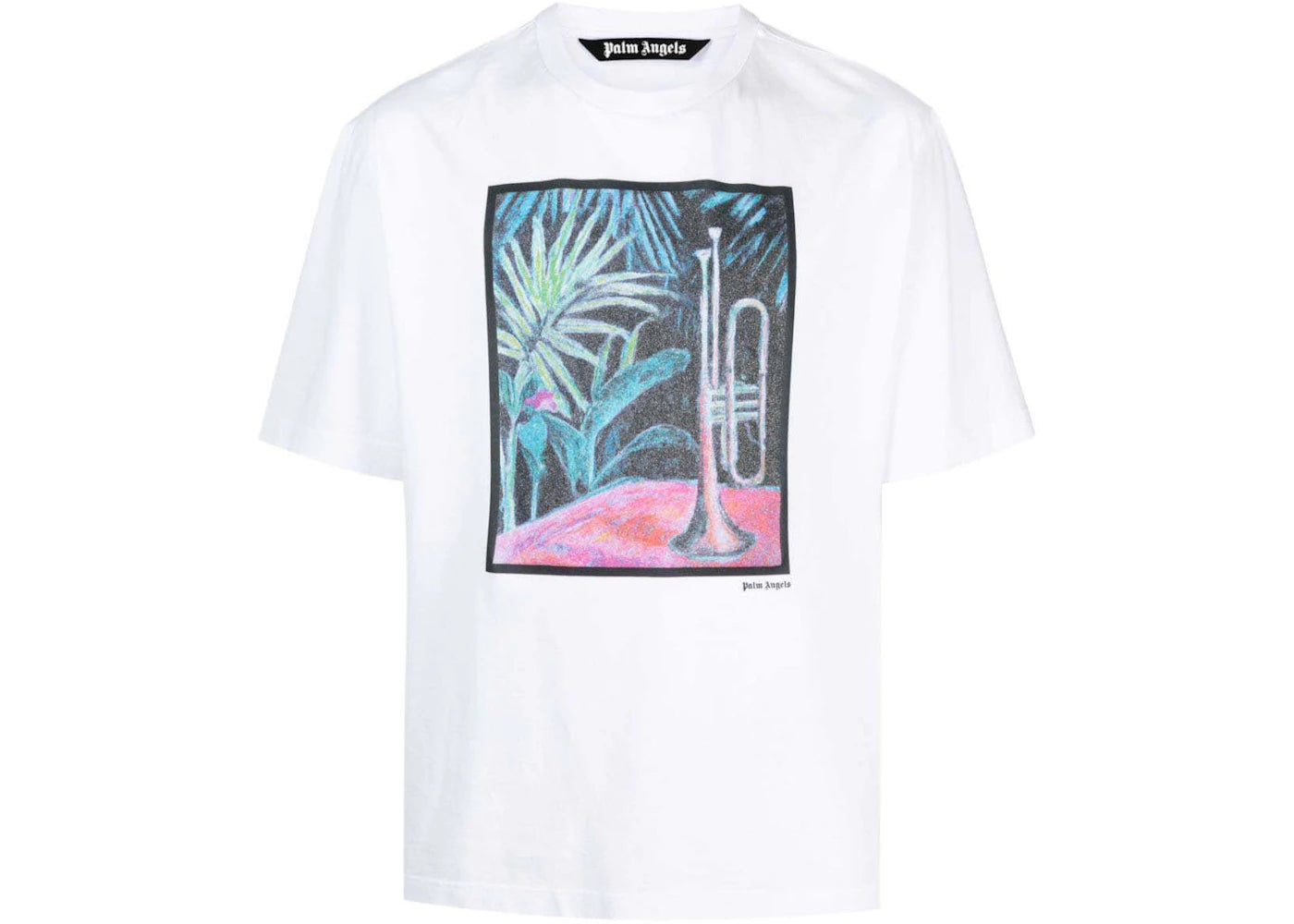 Palm Angels Oil On Canvas Cotton T-shirt White