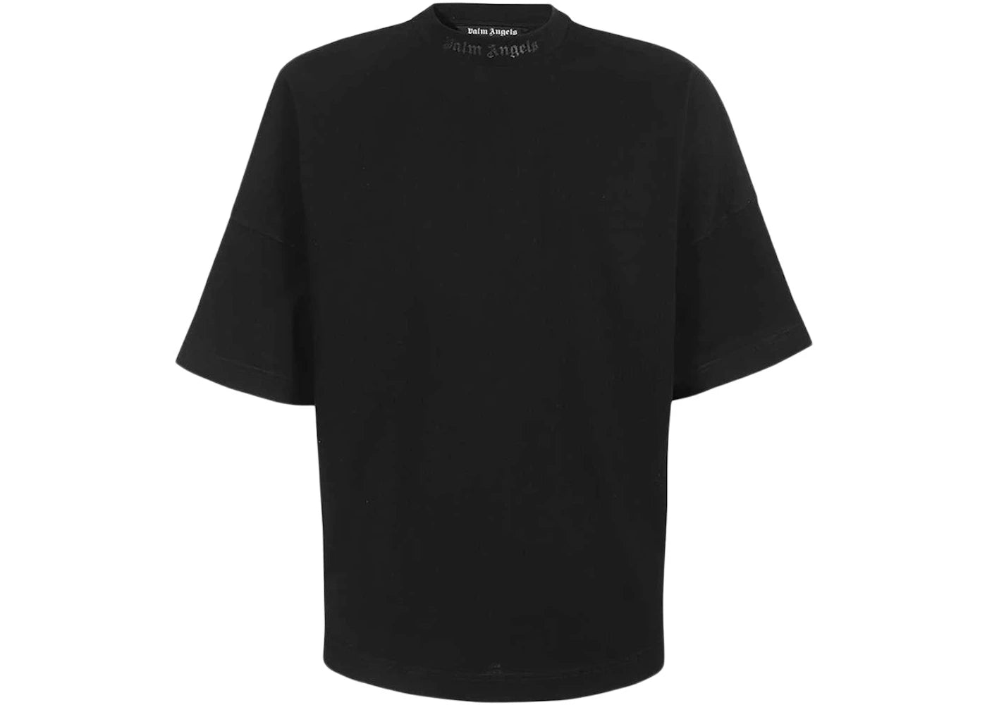 Palm Angels Oversized Mock Neck Glitter Logo T-Shirt Black/Black