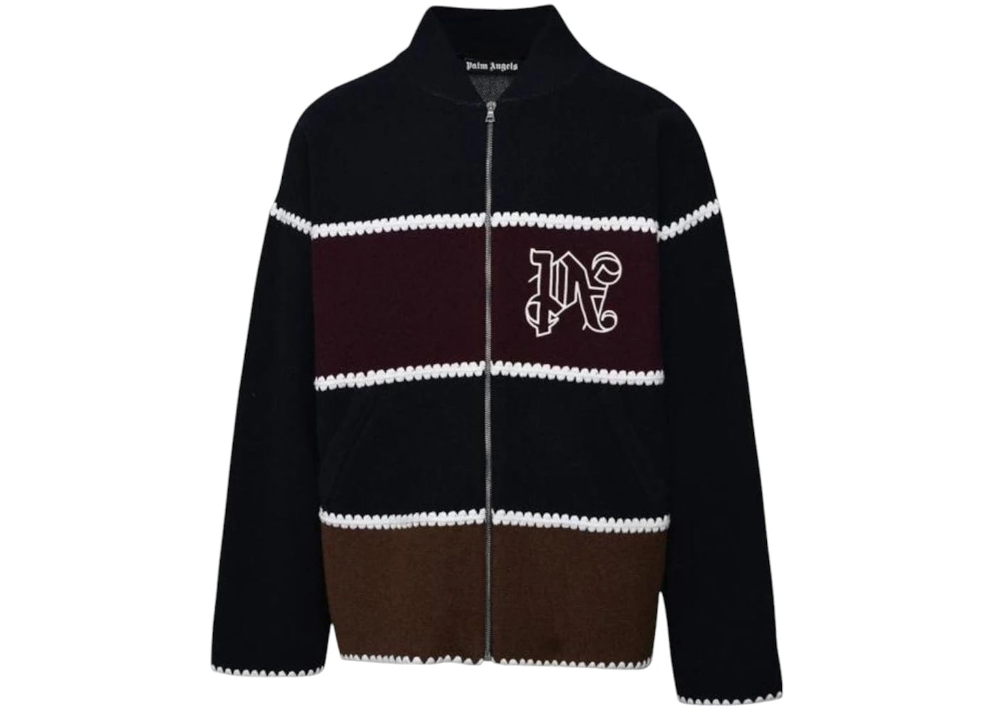 Palm Angels PA Monogram Striped Knit Jacket Blue