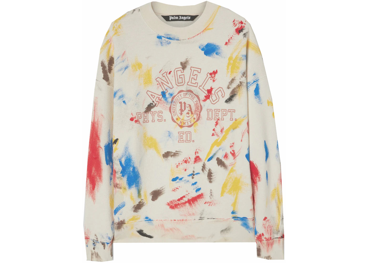 Palm Angels Painted College Sweatshirt Off White/Red