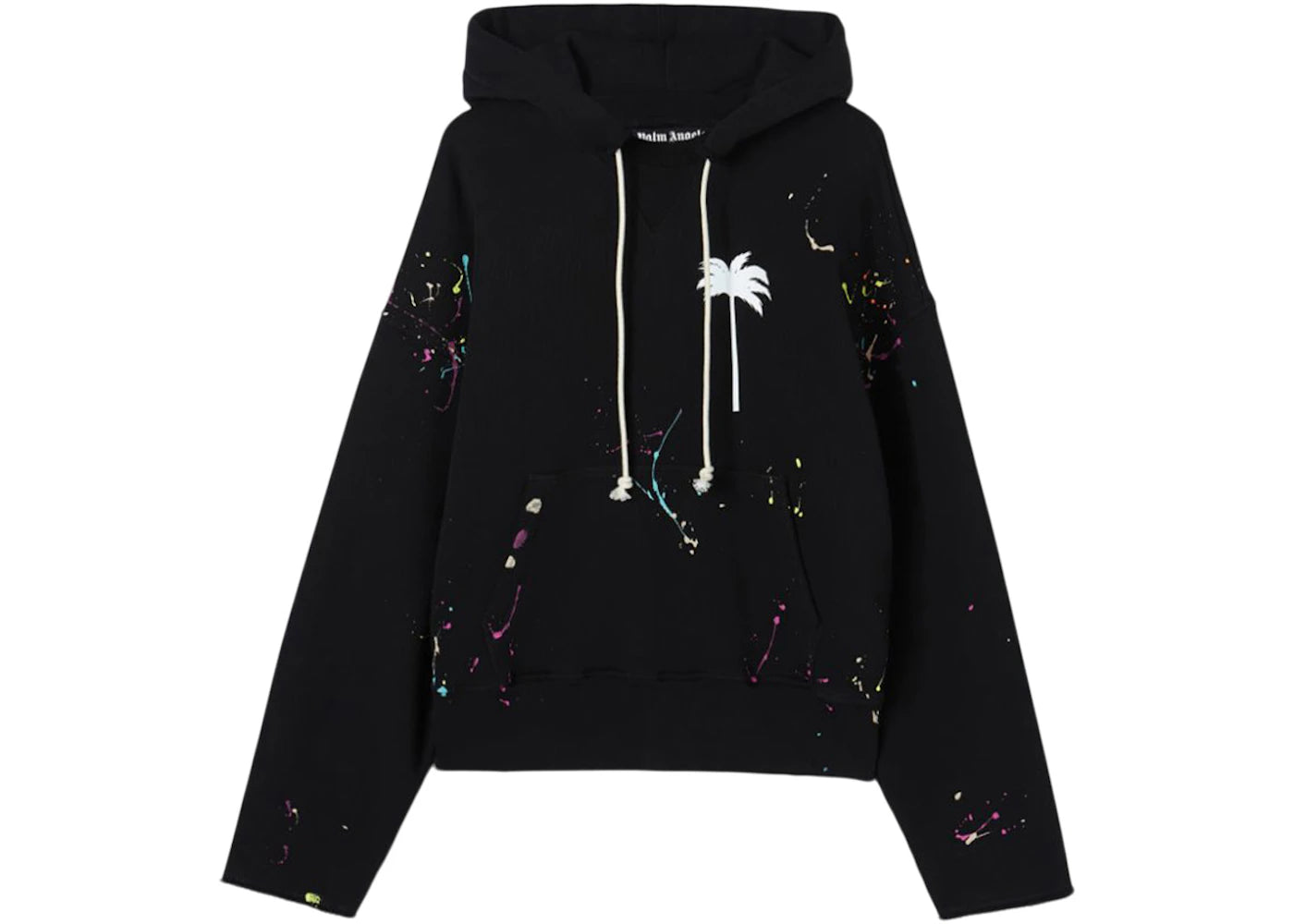 Palm Angels Painted Palm Tree Hooded Sweatshirt Black/White