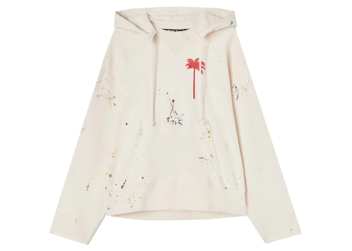 Palm Angels Painted Raw Hoodie Off White/Red