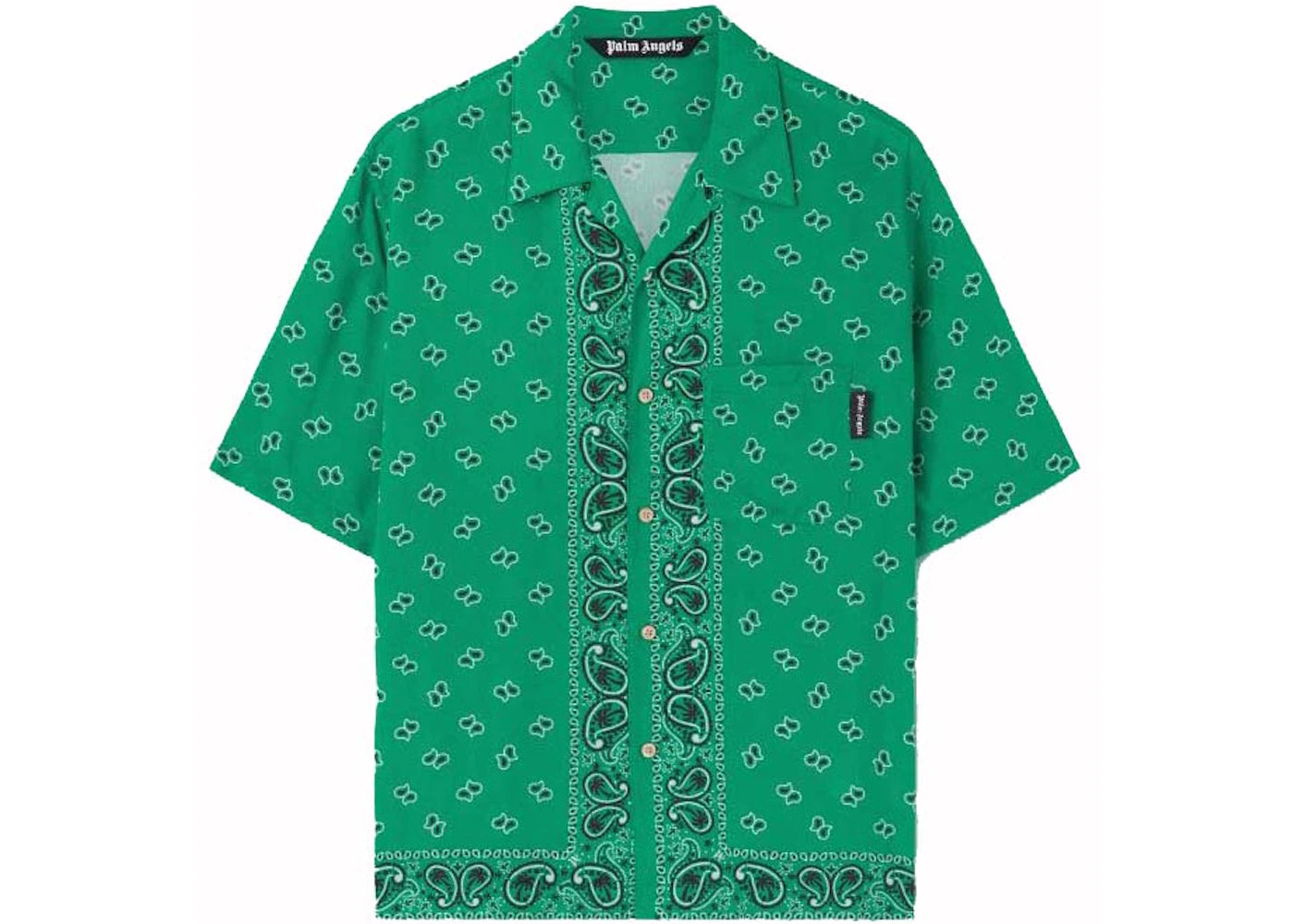 Palm Angels Paisley Bowling Shirt Green