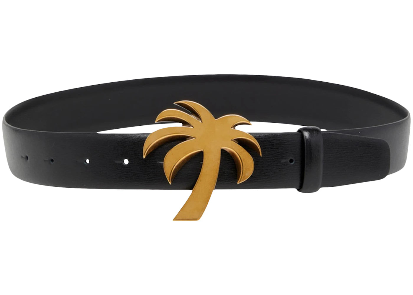 Palm Angels Palm Tree Buckle Leather Belt Black/Gold-tone