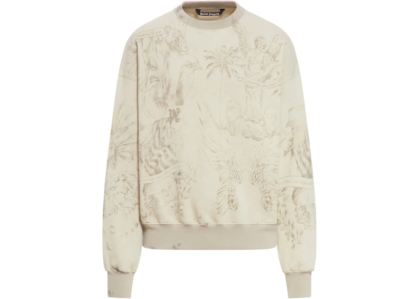 Palm Angels Pencil All Over Crew Sweatshirt Off White