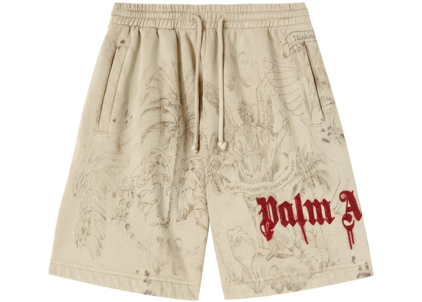 Palm Angels Pencil All Over Sweatshorts Off White