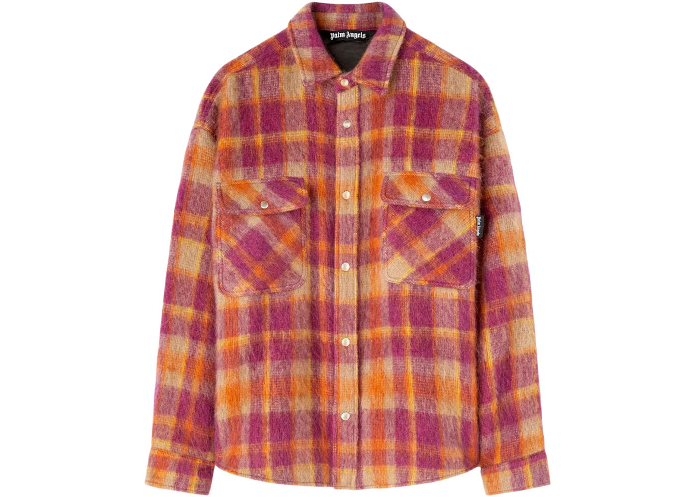 Palm Angels Plaid-Print Shirt Jacket Orange/Multicolour