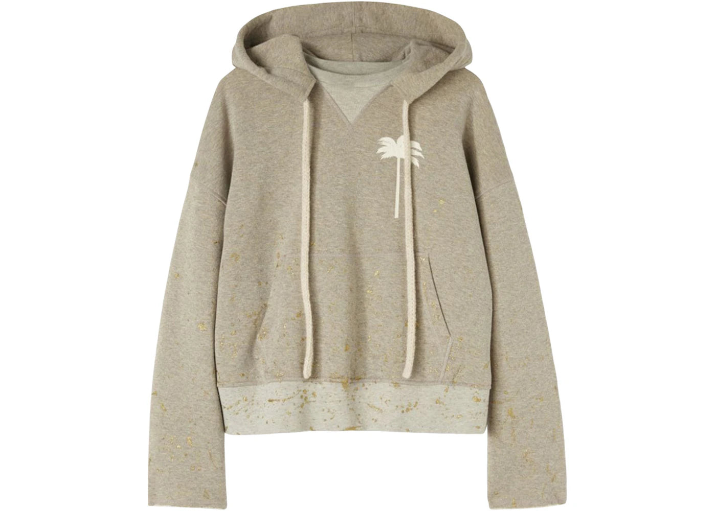 Palm Angels Pxp Painted Raw Cut Hoodie Melange Grey/White