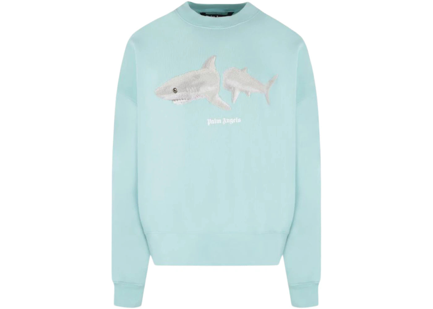 Palm Angels Shark Crewneck Sweater Light Blue/White