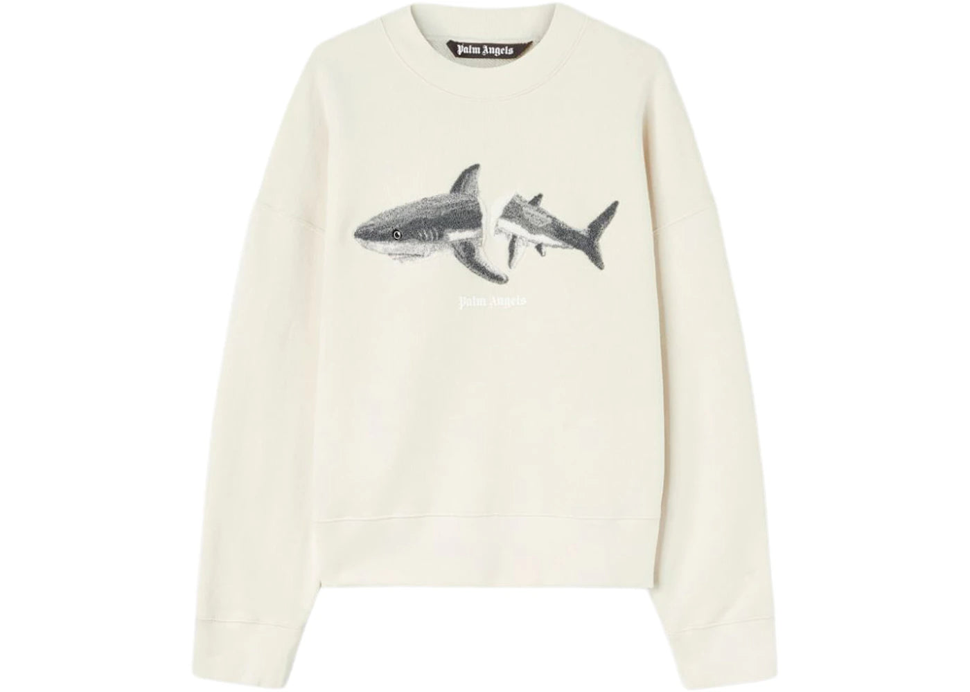 Palm Angels Shark Wool Knit Crewneck Butter/Grey