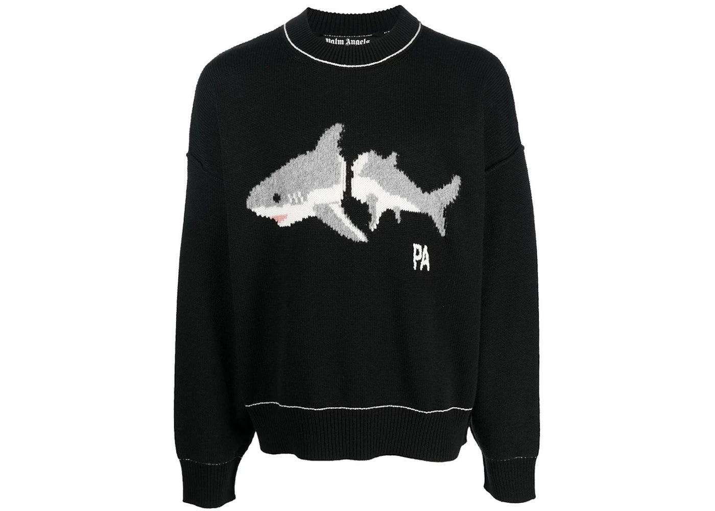 Palm Angels Shark Wool Knit Sweater Black/Light Grey