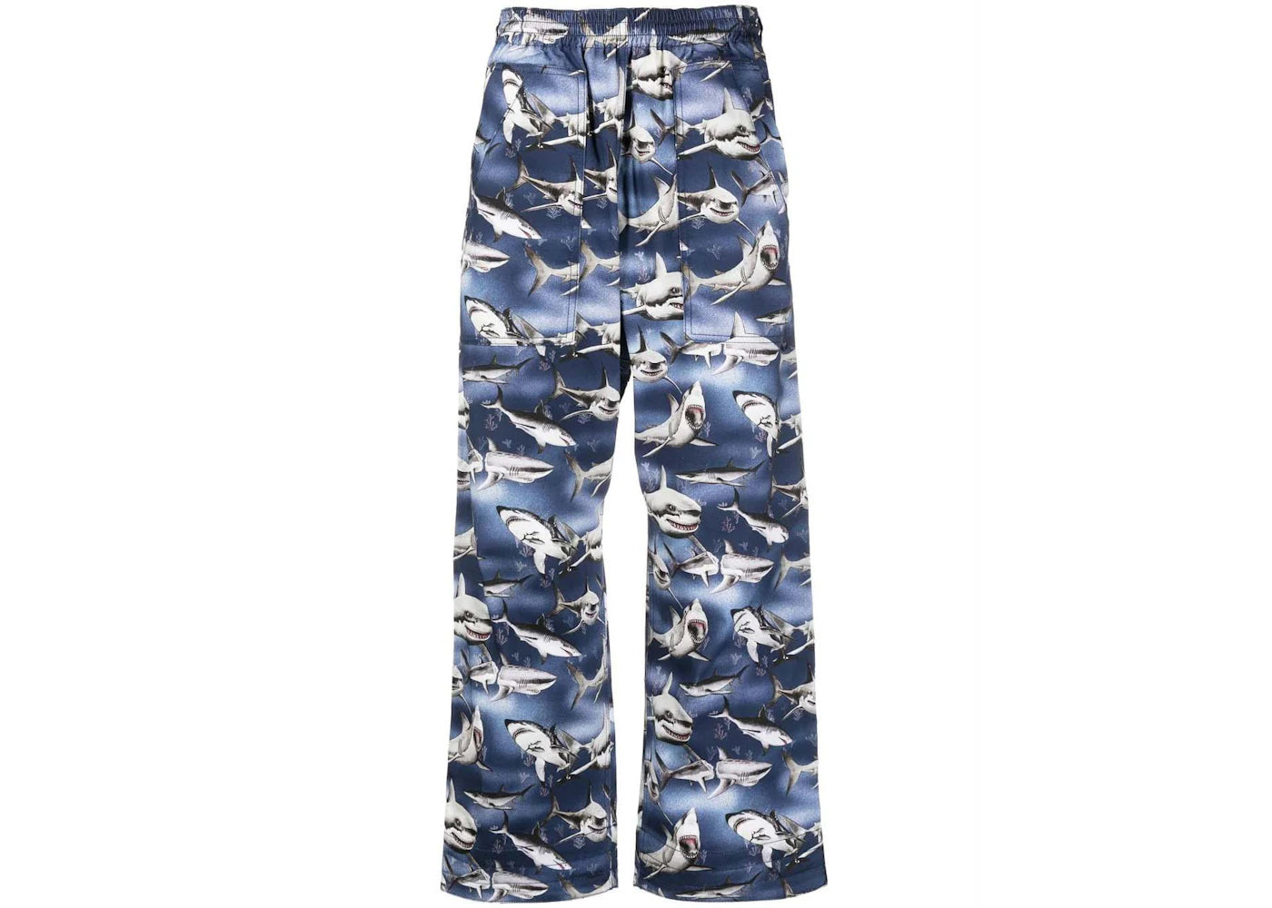 Palm Angels Sharks Easy Wide-Leg Trousers Blue