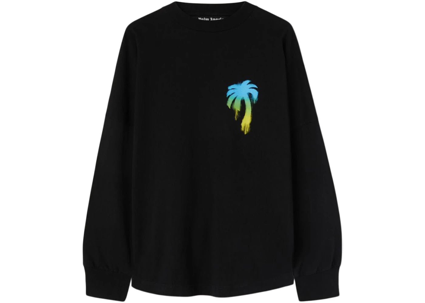 Palm Angels Sprayed Palm Logo Over Longsleeve T-shirt Black/Green