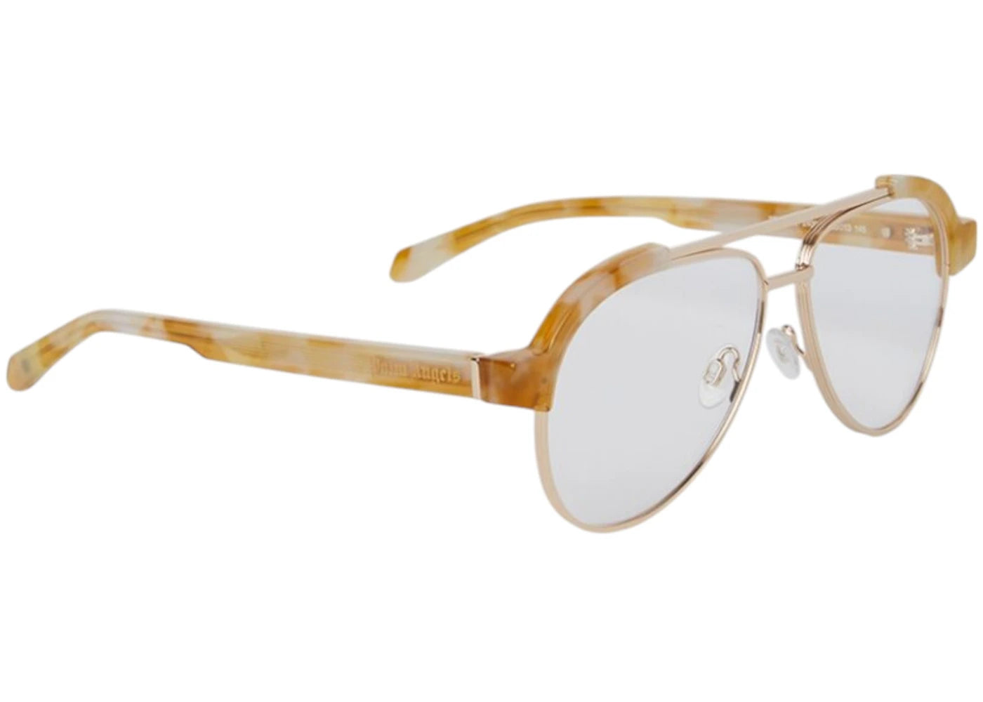 Palm Angels Style 18 Eyeglasses Light Havana Gold Clear Lens (PERJ018S25PLA0012400)