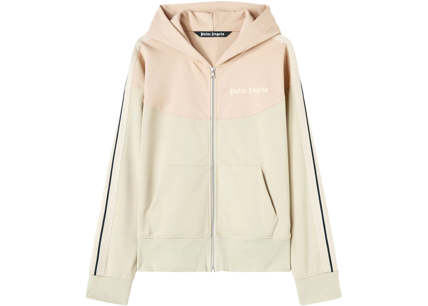 Palm Angels Two Tone Hooded Track Jacket Beige/Rose Dust