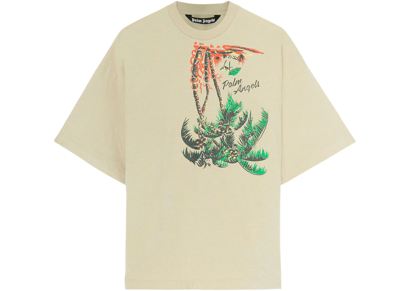 Palm Angels Upside Down Palm Tee Beige/Green