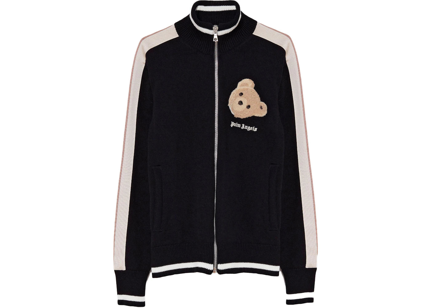 Palm Angels Womens Bear Head Knit Track Jacket Black/Brown