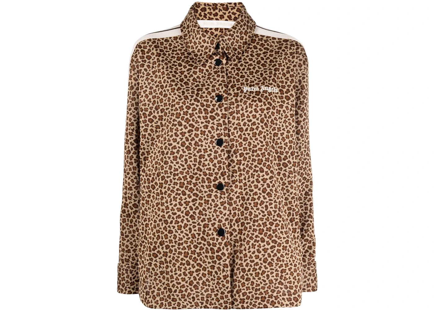 Palm Angels Womens Button-Up Track Jacket Leaopard Print Brown/Black/Off White