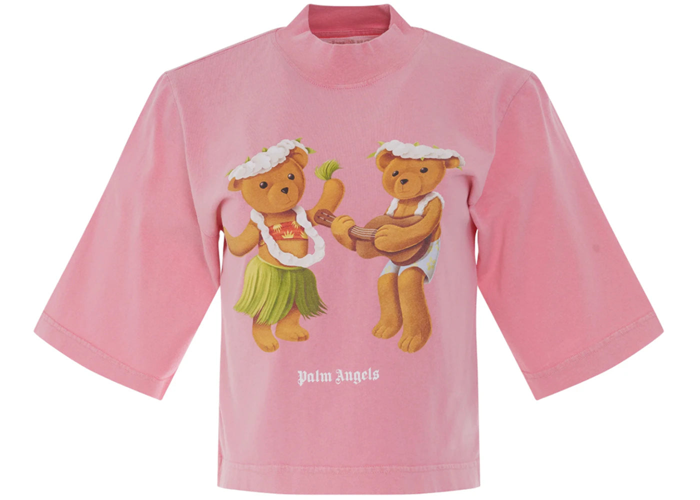 Palm Angels Women's Dancing Bear Cropped T-shirt Fuchsia/Fluo Brown