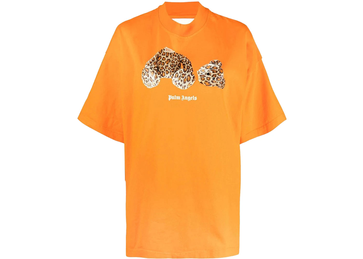 Palm Angels Womens Leopard Bear Loose T-Shirt Orange/Brown