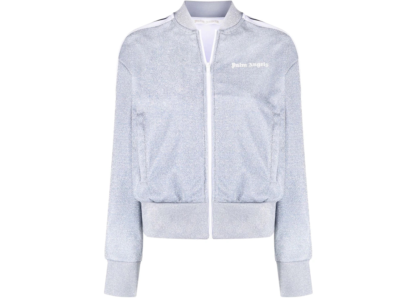Palm Angels Womens Lurex Track Jacket Grey/Black/White