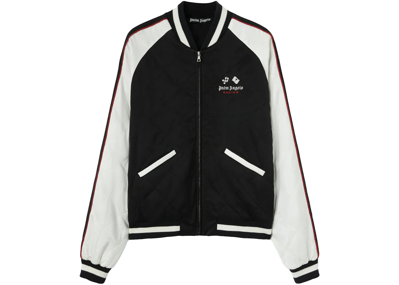 Palm Angels x Moneygram Haas F1 Team Racing Souvenir Jacket Black White Red
