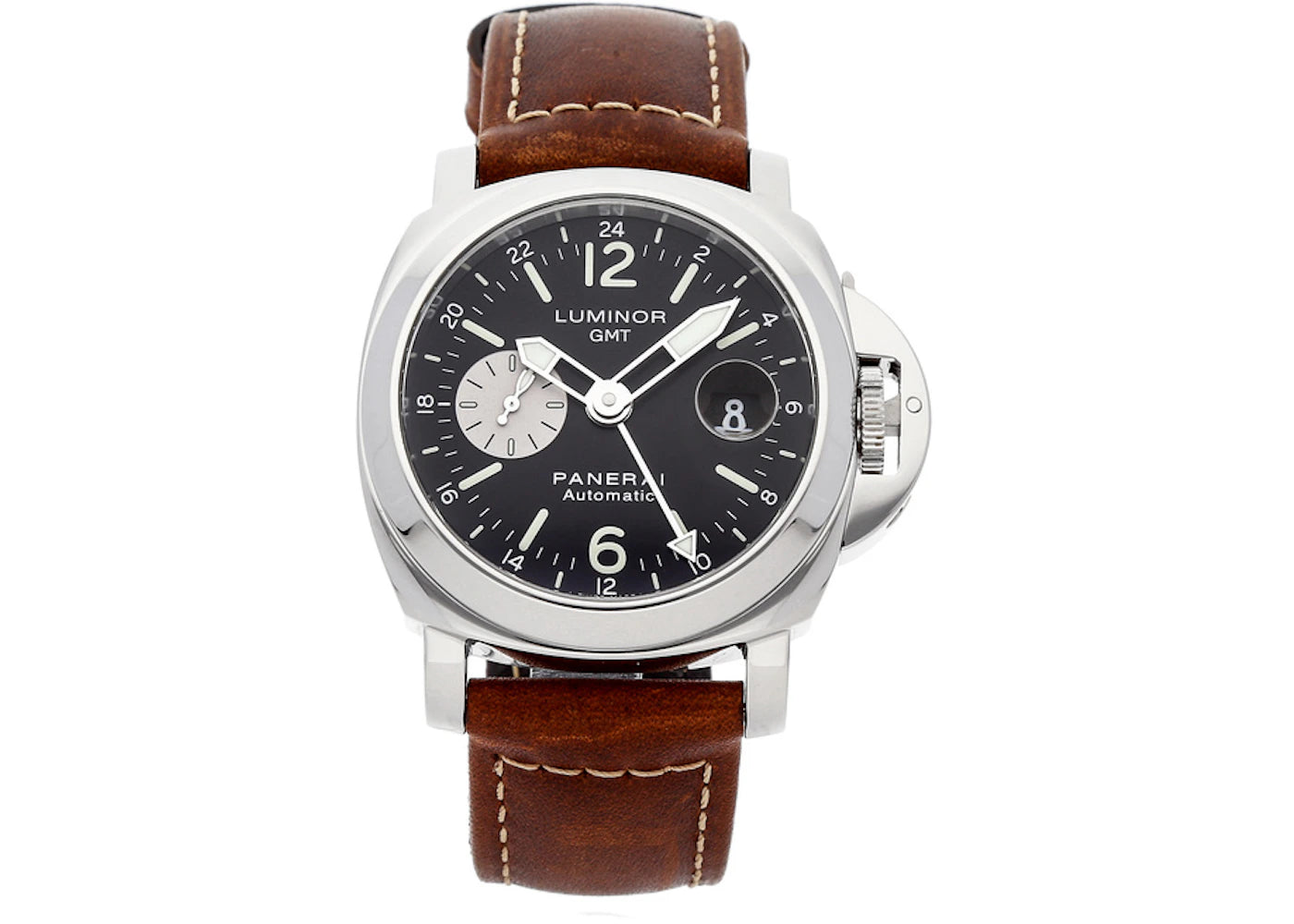 Panerai Luminor GMT Acciaio Brown Leather Band PAM 88