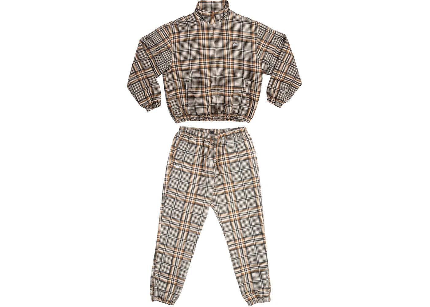 Patta Glen Check Relaxed Tracksuit Oyster Grey Monks Brown