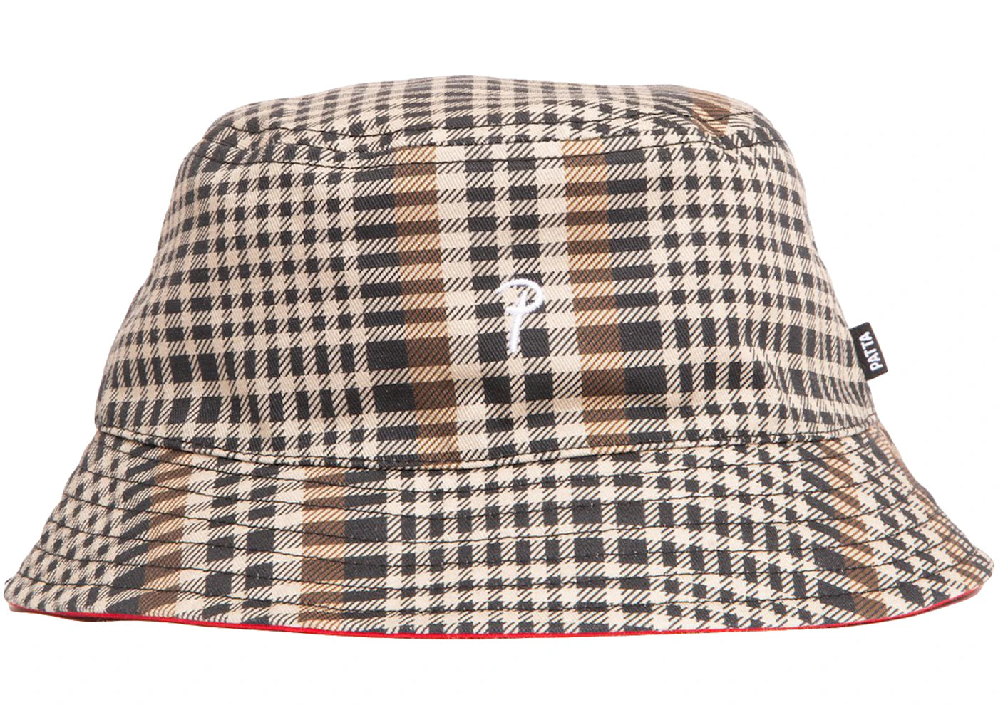 Patta Reversible Bucket Hat Glen Check High Risk Red