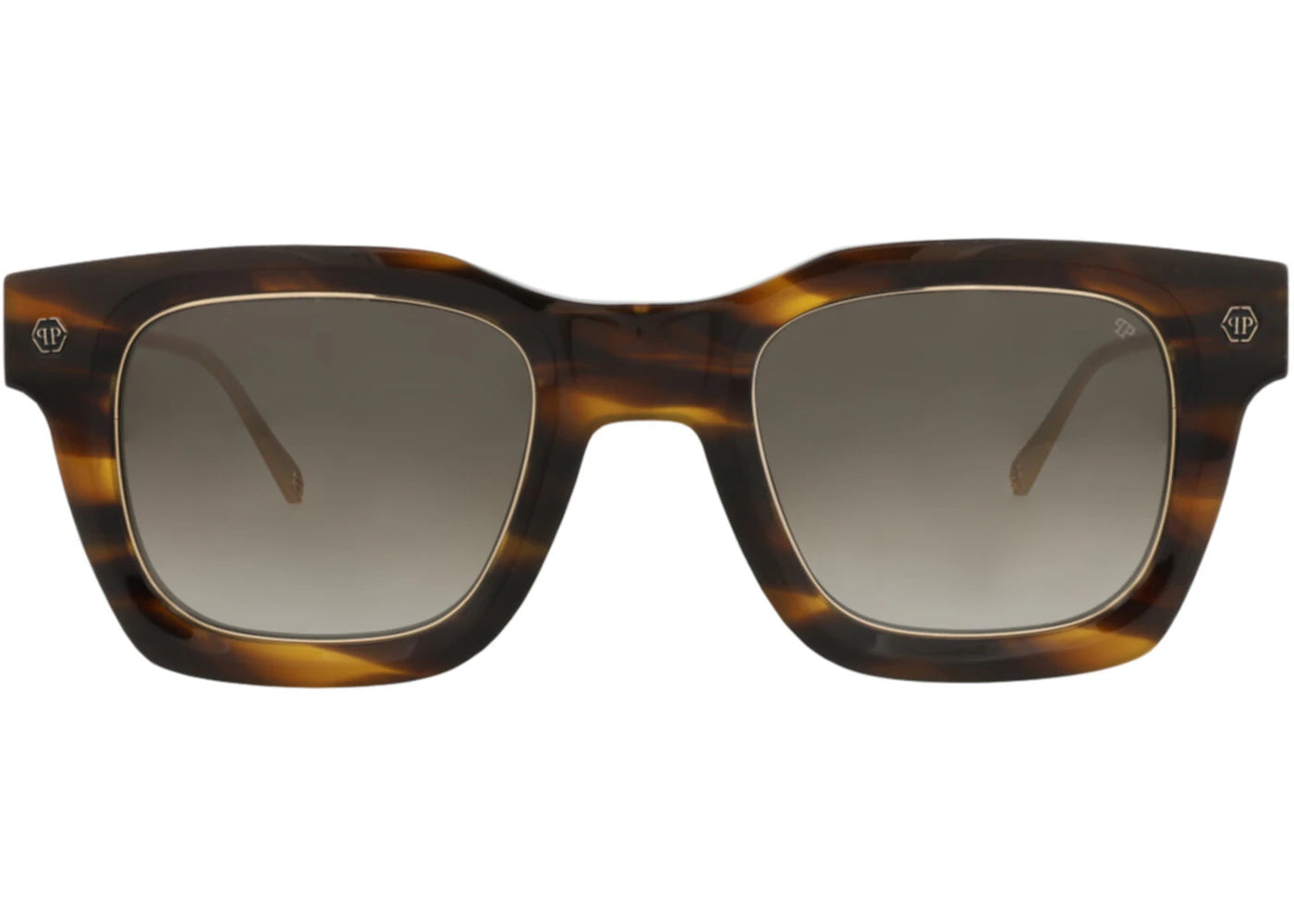 Philipp Plein Square-Frame Acetate Sunglasses Havana Gold Brown (SPP105M-50-09FM)