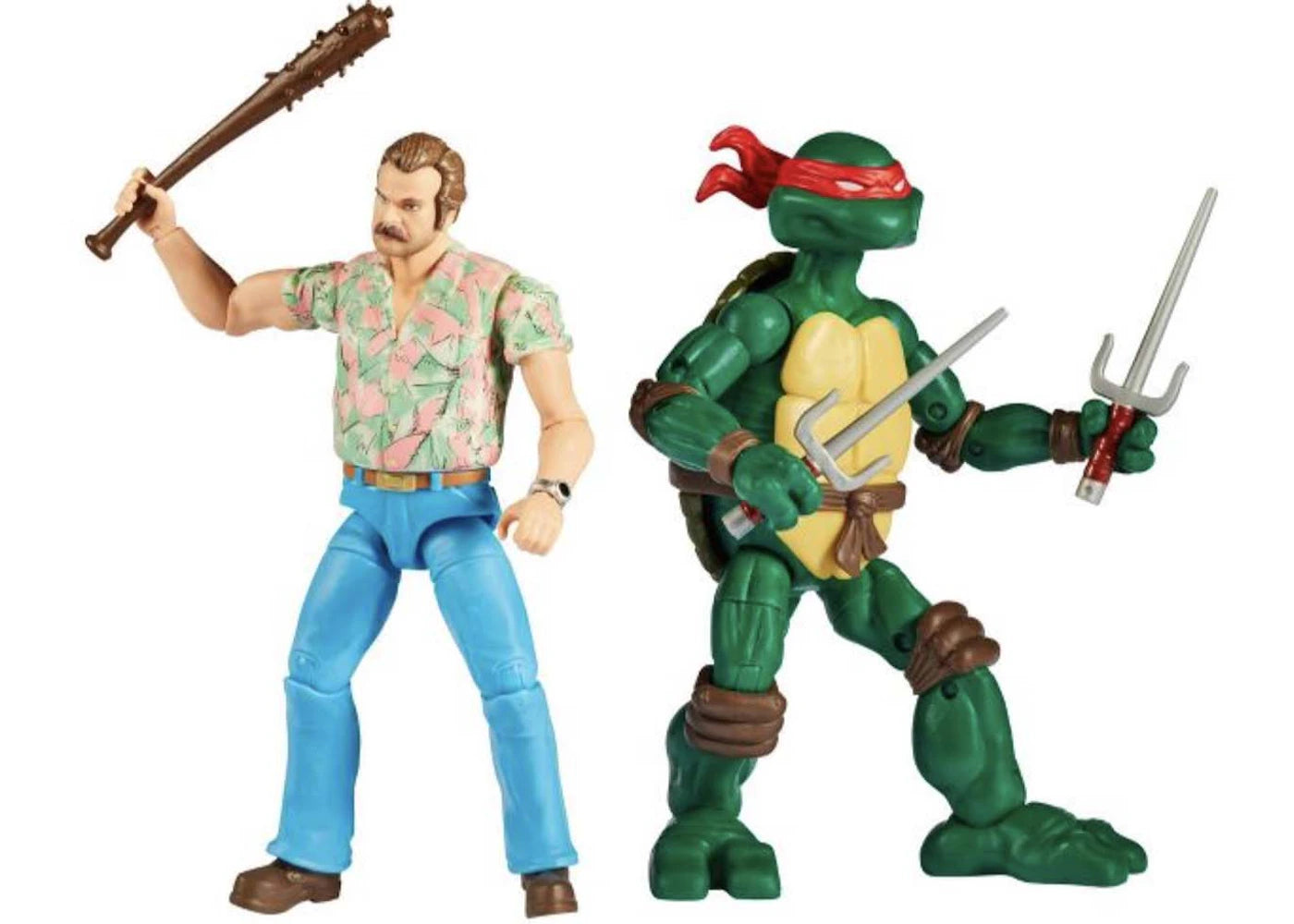 Playmates Toys Teenage Mutant Ninja Turtles x Stranger Things Raphael & Hopper Action Figure 2-Pack