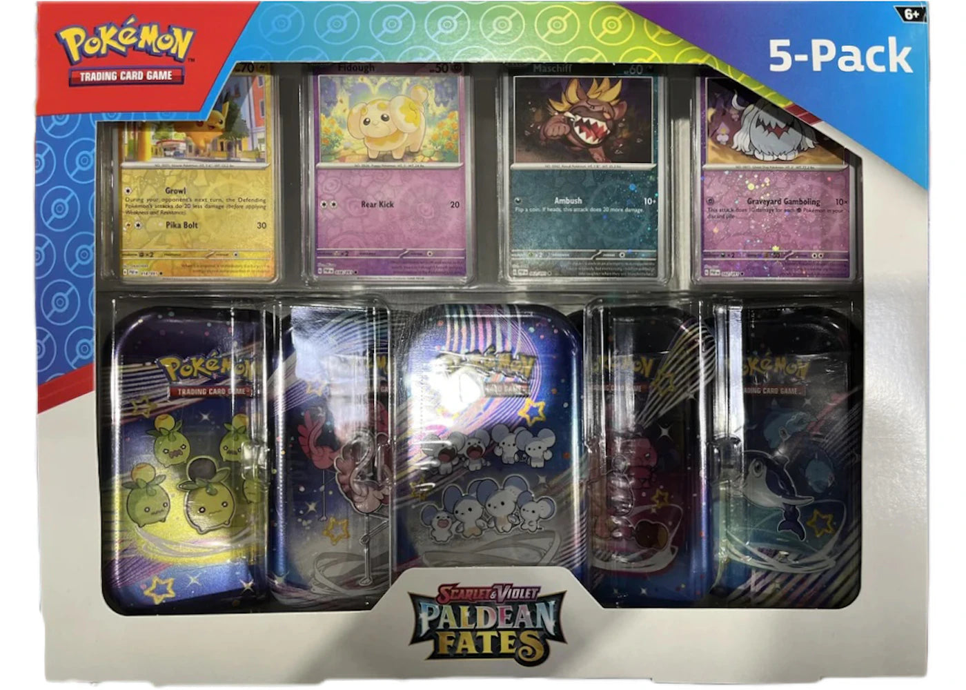 Pokémon Paldean Fates Costco 5 Mini Tin Bundle (Tin Art Mary Vary)