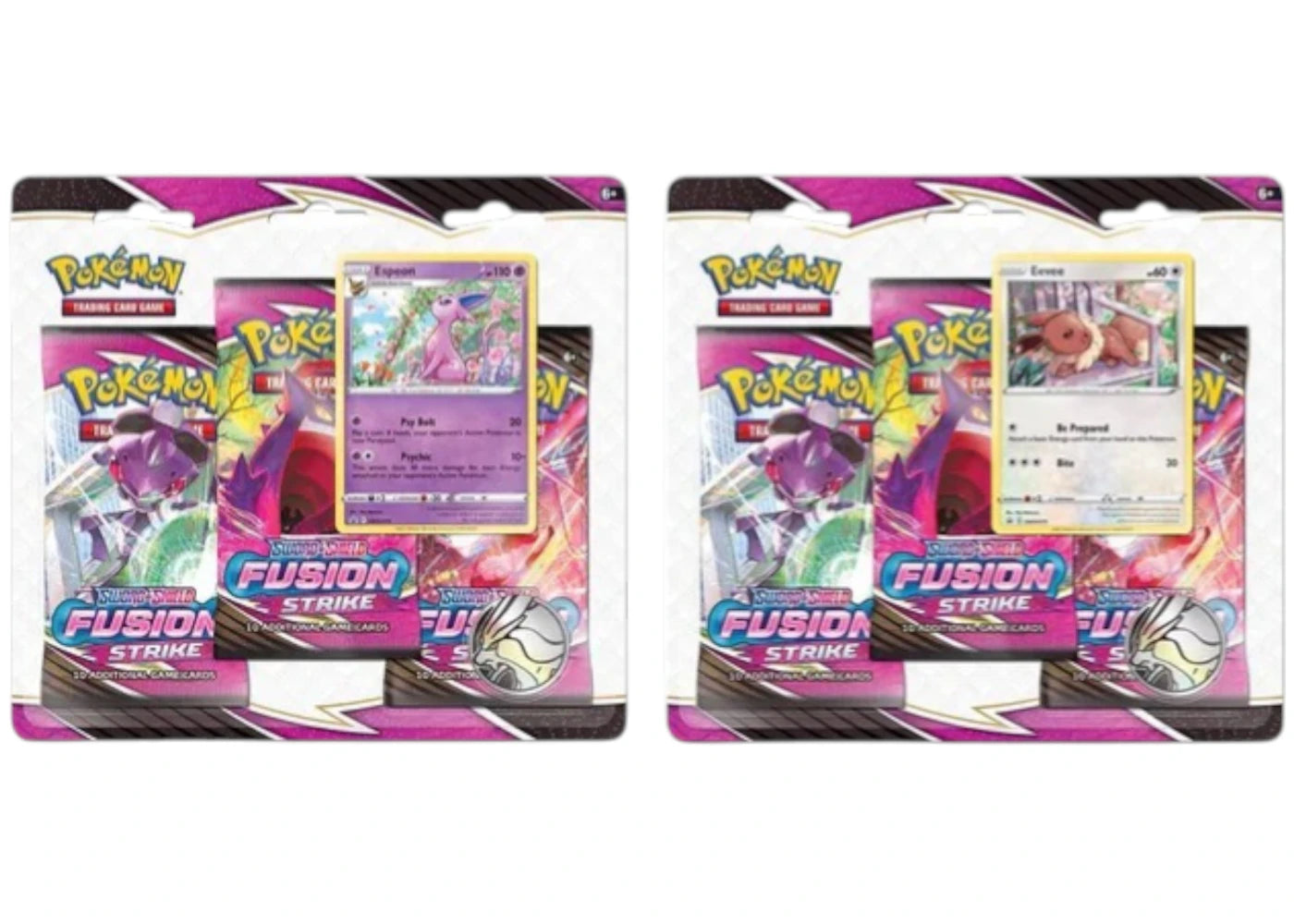 Pokémon Sword & Shield Fusion Strike (Eevee + Espeon Promo Cards) 3 Pack Blister Booster Pack 2x Lot