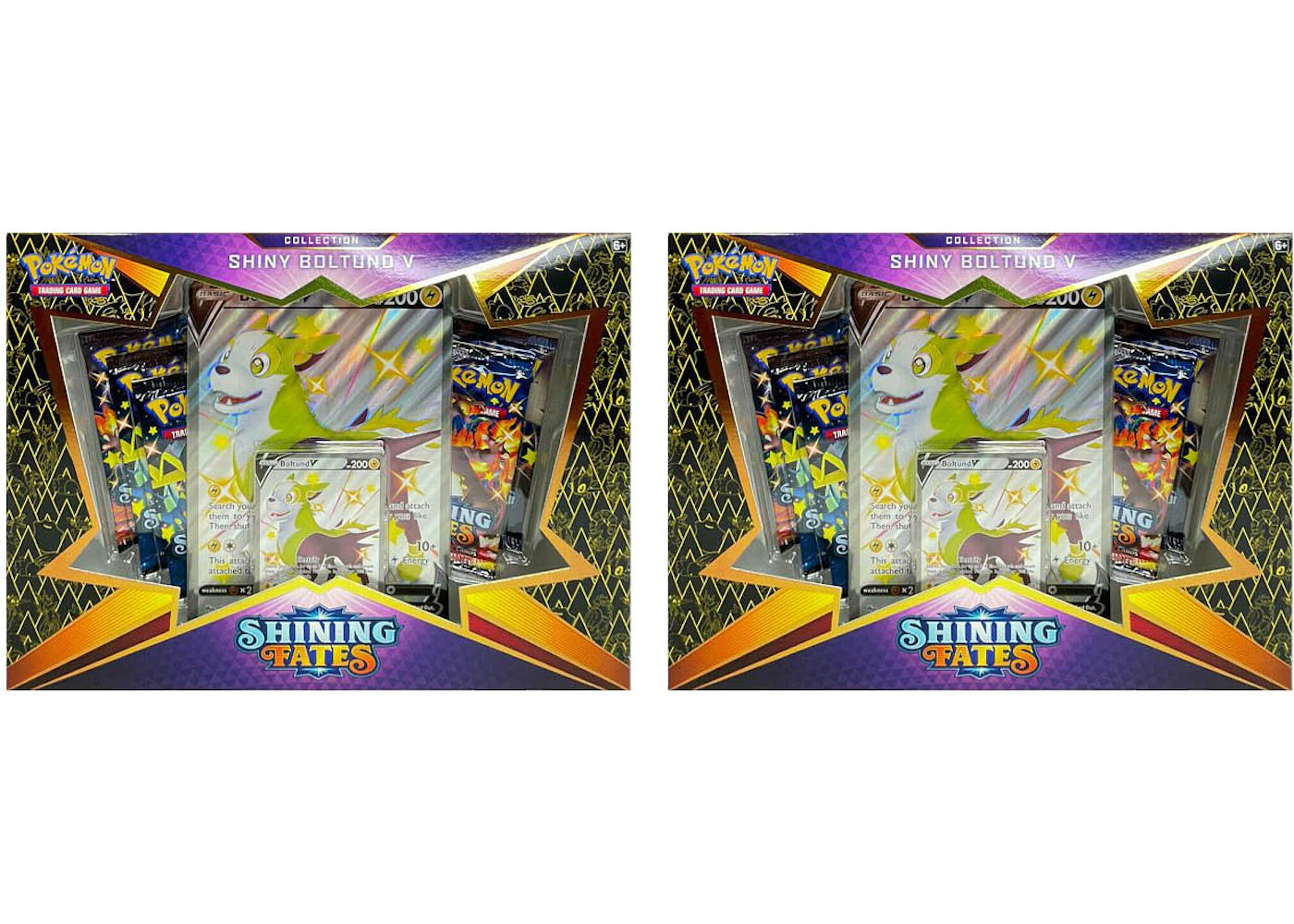 Pokemon TCG Shining Fates Shiny Boltund V Collection Box 2X Lot