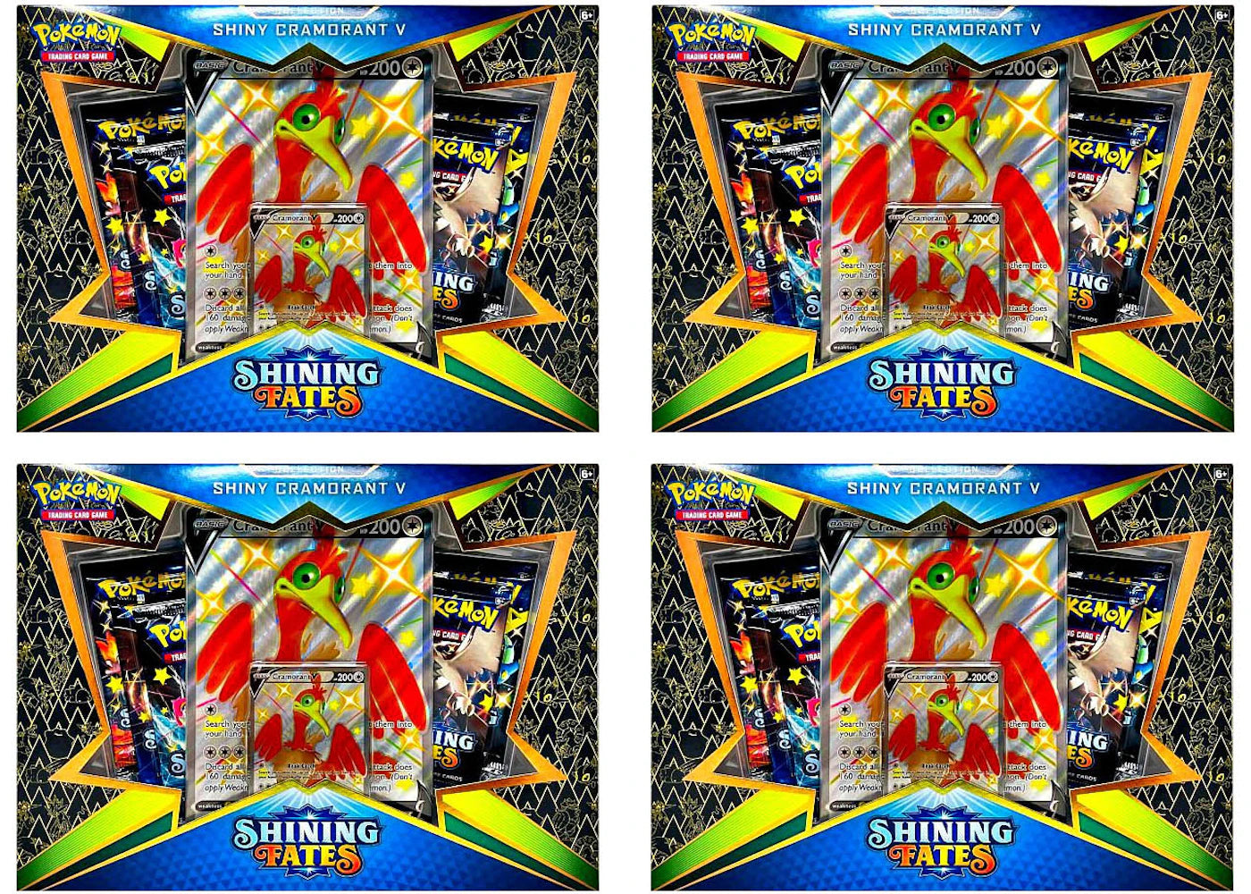 Pokemon TCG Shining Fates Shiny Cramorant V Collection Box 4X Lot