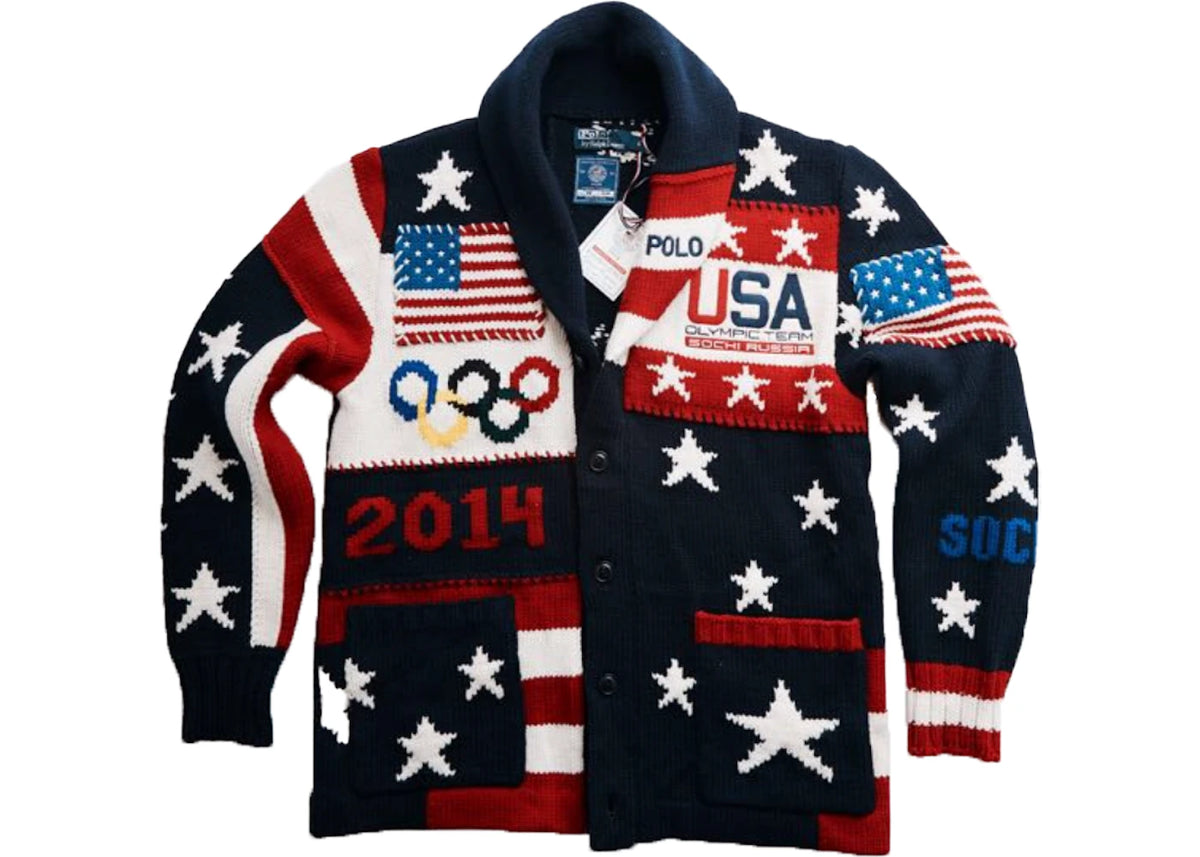 Polo Ralph Lauren 2014 Team USA Patchwork Cardigan Navy Multi