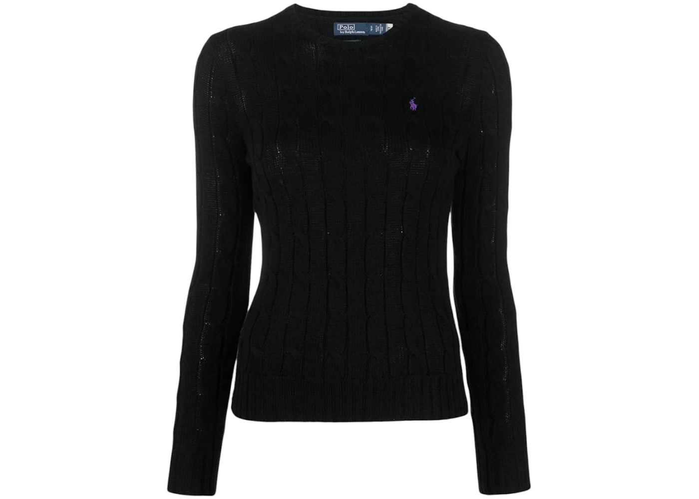 Polo Ralph Lauren Cable Knit Cotton Crewneck Sweater Polo Black
