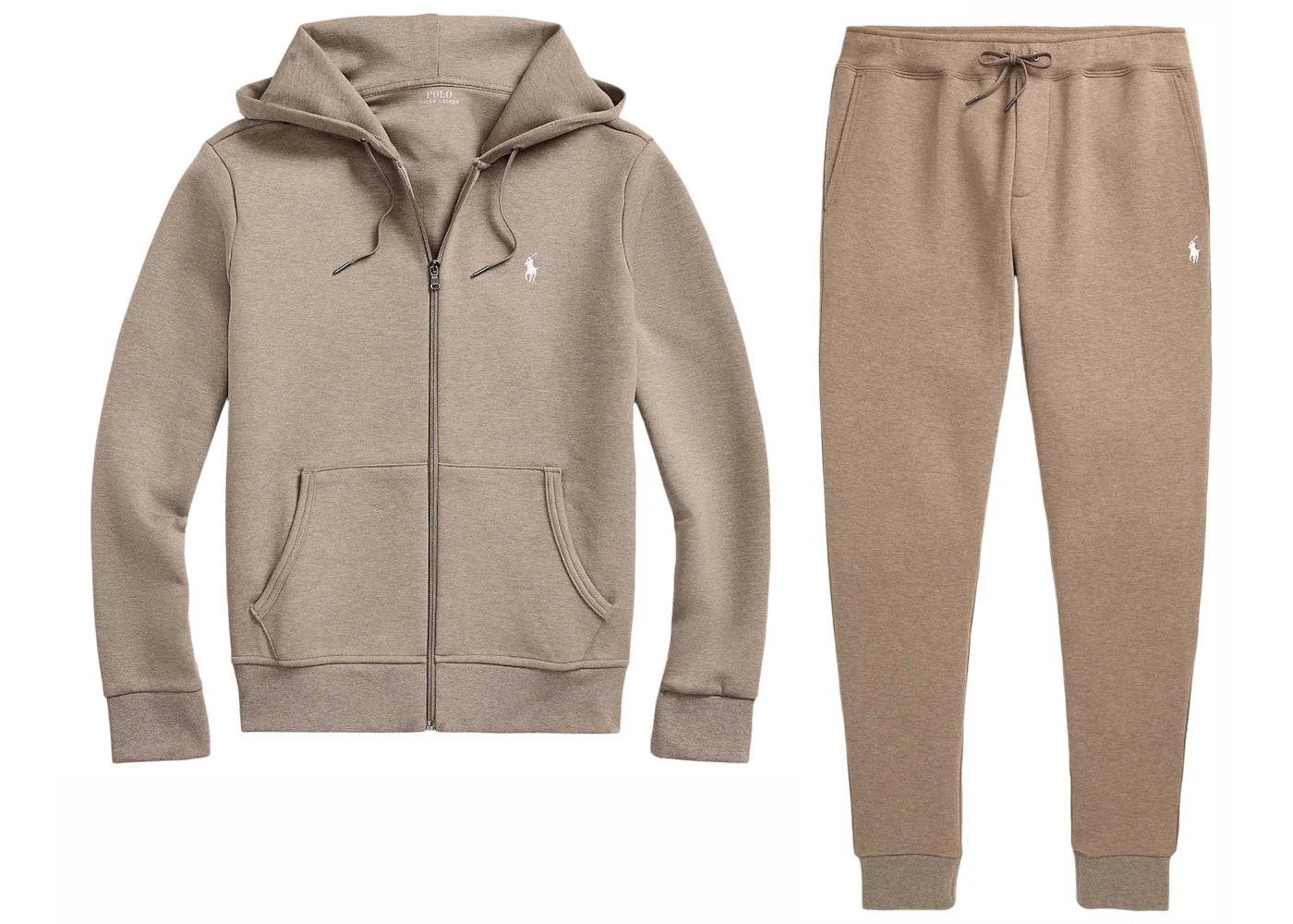 Polo Ralph Lauren Double-Knit Full-Zip Hoodie and Double-Knit Jogger Pant Set Dark Taupe Heather