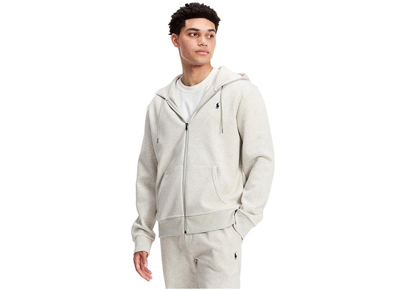 Polo Ralph Lauren Double Knit Zip-Up Hoodie Light Sport Heather/Black