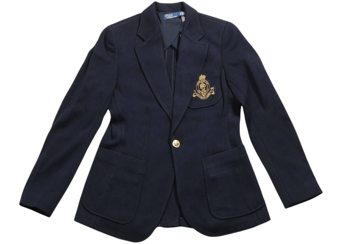 Polo Ralph Lauren Logo Crest Knit Blazer Navy